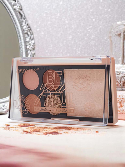 Палитра от 4 сенки за очи с блясък и хайлайтър Ruby Glamour