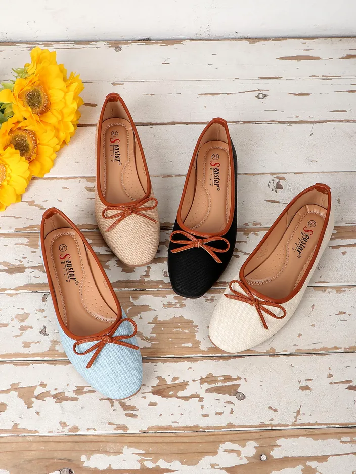 Royalfashion Дамски балерини с блестящи елементи и панделка Aramie