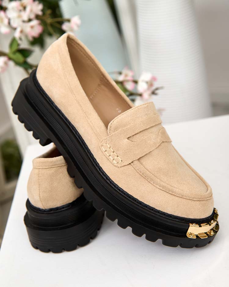 Мокасини Giulia Бежови от Еко Кожа