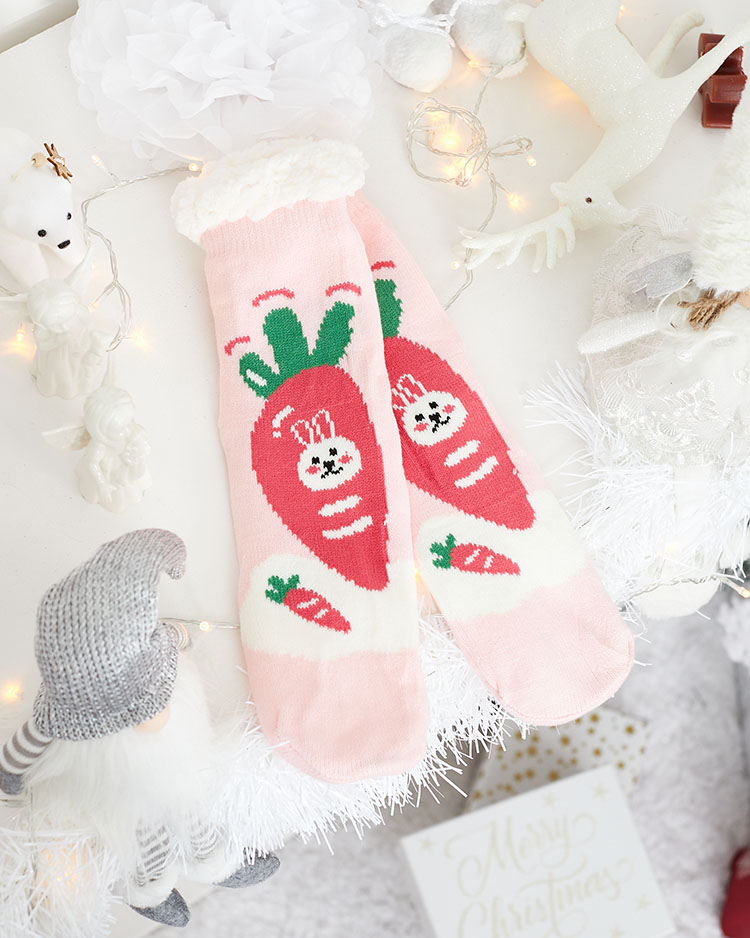 Червени дамски чорапи с коледна шарка - Бельо