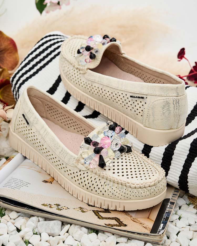 Royalfashion Дамски ажурни мокасини с мъниста Nasfali