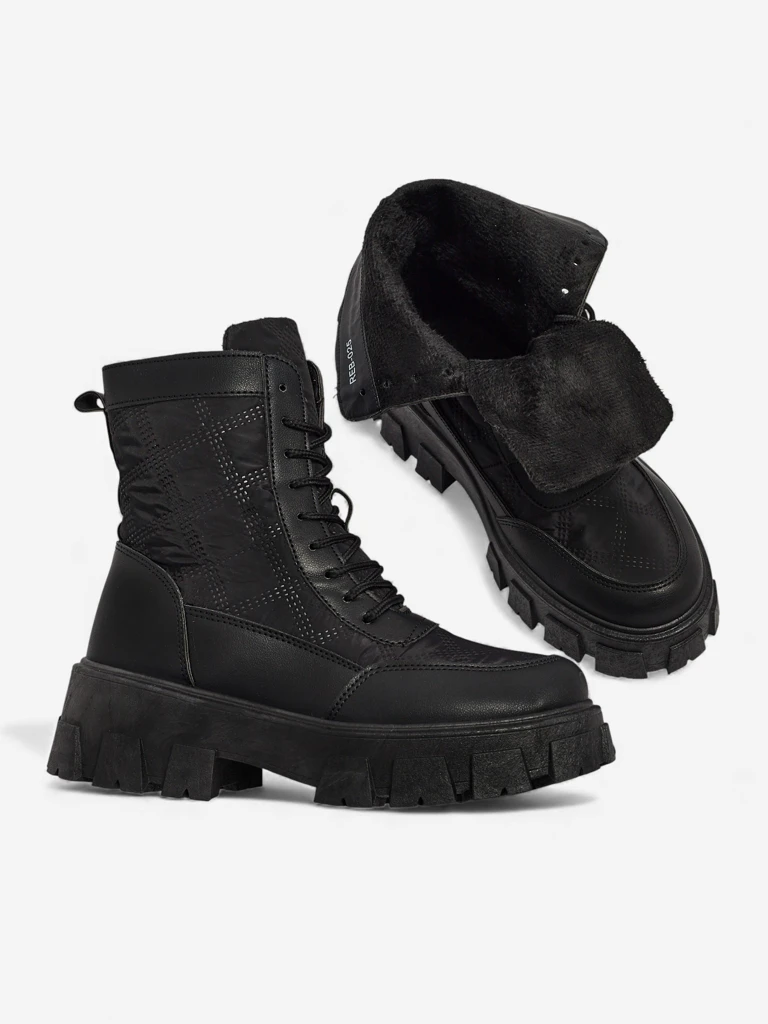 Дамски еко кожени боти с връзки Solvi