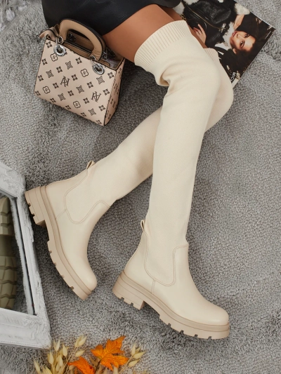 Дълги дамски ботуши тип „слип-он“ Orlina