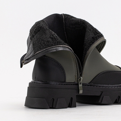 Ciemnozielone damskie botki na masywnej podeszwie Rosidi - Obuwie