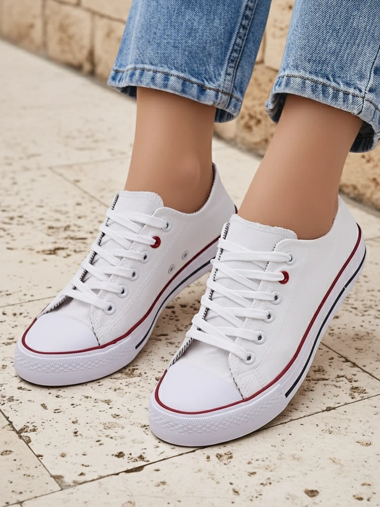 Aurelia Bianca – Класически бели дамски кецове на плоска подметка