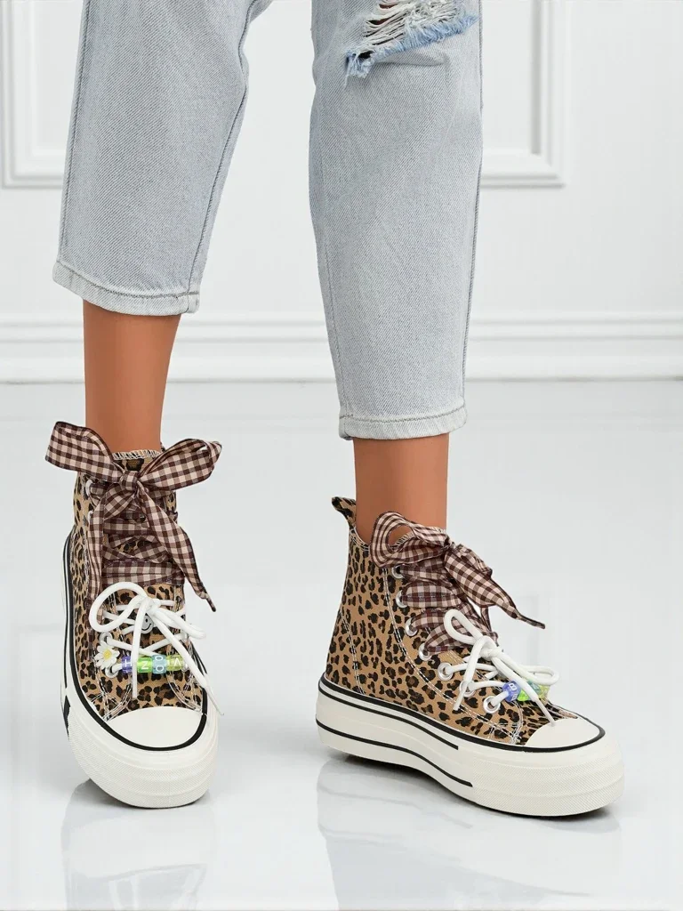 Дамски маратонки Leonora Leo кафяви на платформа – италиански стил, плат