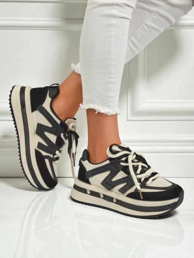 Дамски сникърси на платформа Selene Nero от екологична кожа, черни