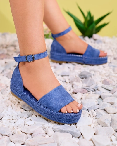 Niebieskie damskie sandały na platformie Sitra - Obuwie