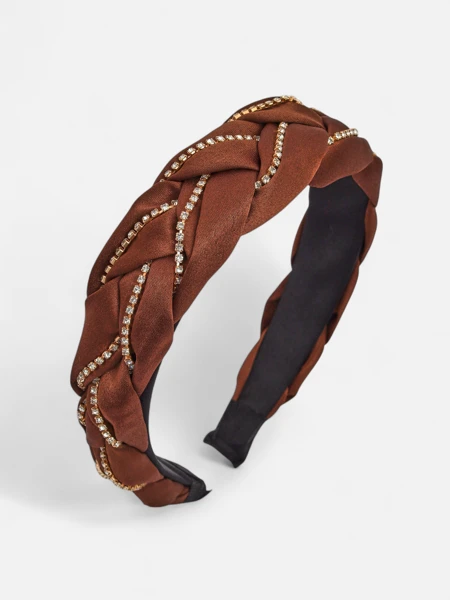 Royalfashion Лента за коса с плитка, украсена с цирконии