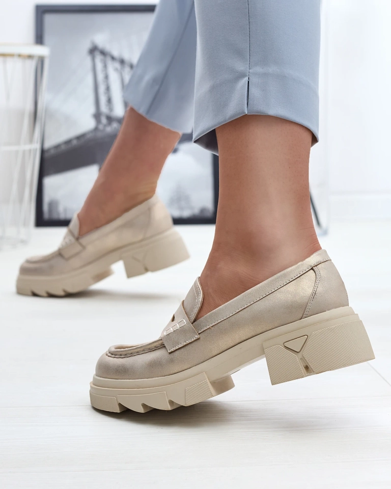 Златни дамски мокасини от еко кожа Sepop- Footwear
