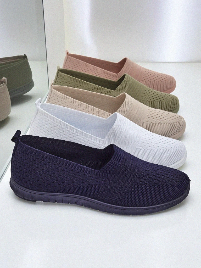 Дамски мокасини Lyra Тъмносини дишаща материя на равна подметка