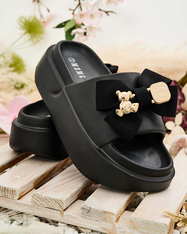 Royalfashion Дамски гумени джапанки с декоративна панделка Apis
