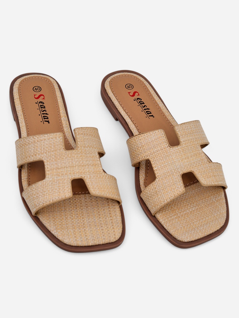 Дамски сандали бежови Letizia удобни плоски екологична кожа лято