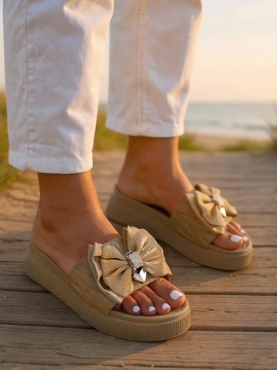 Royalfashion Дамски чехли на платформа с панделка Sento Pace