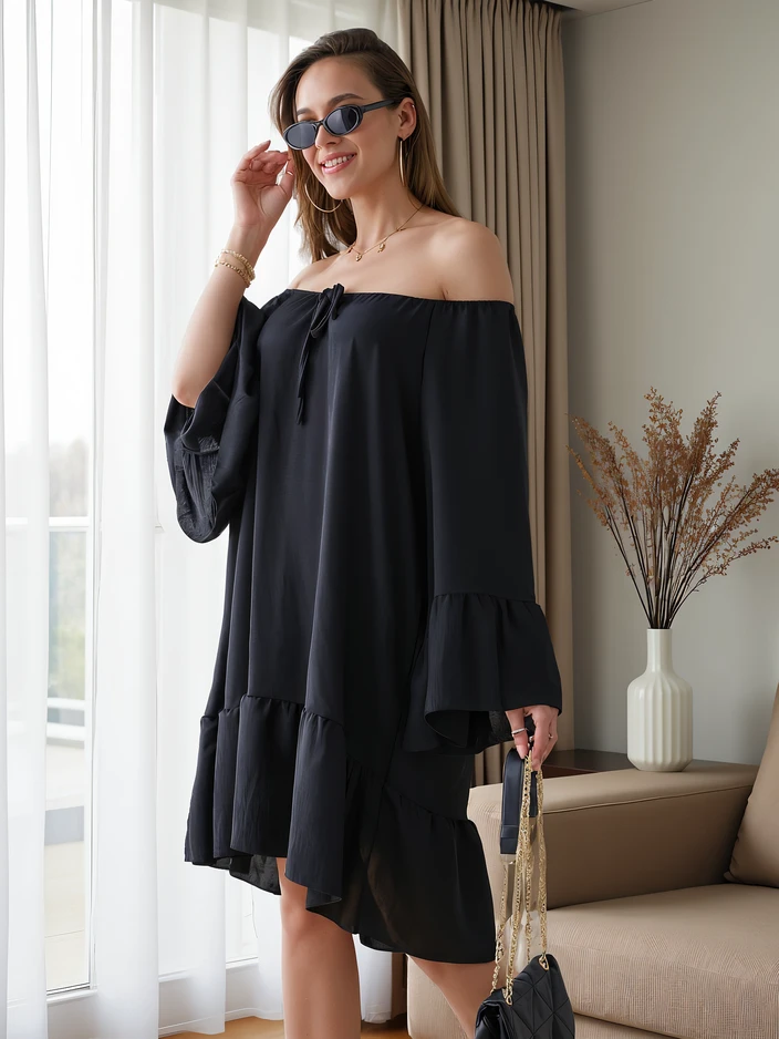 Рокля без ръкави на Royalfashion с ръбове, голям размер