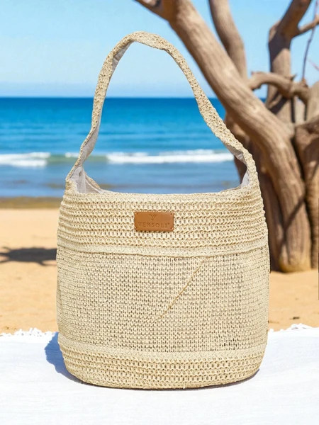 Royalfashion Голяма сламена дамска чанта Marella Natura