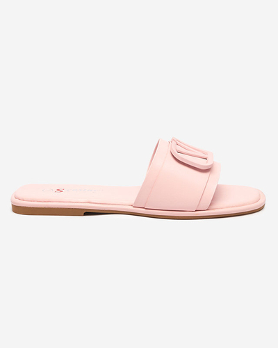 Pudrowe damskie klapki z eko skóry Cartec- Obuwie