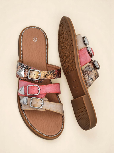 Royalfashion Дамски чехли на равна подметка Snake Chic