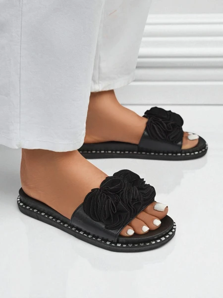 Royalfashion Дамски чехли с равна подметка Flora Verde