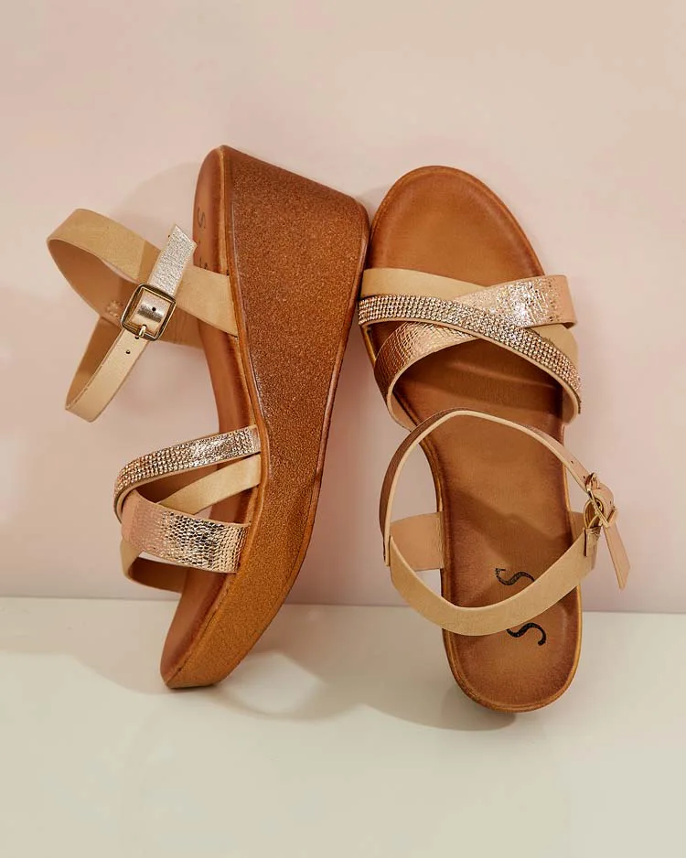 Royalfashion Дамски сандали с циркони Bozi