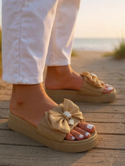 Royalfashion Дамски чехли на платформа с панделка Sento Pace