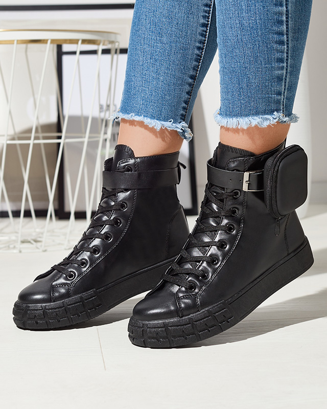 Черни дамски спортни обувки с калъф Efiffe- Footwear