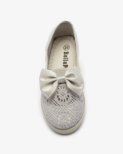 Сиви маратонки с панделка за момичета Sweet Time - Обувки