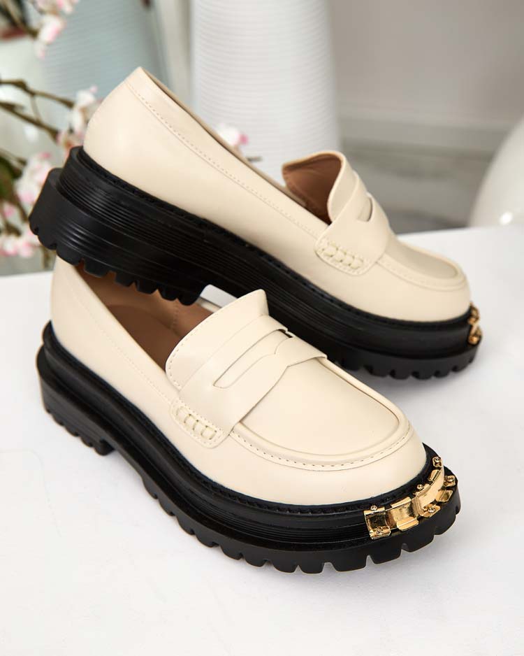 Дамски Лоуфъри Aurelia Бежови на Платформа 5см - Стилни и Удобни