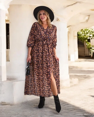 Royalfashion Дамска макси рокля с каре