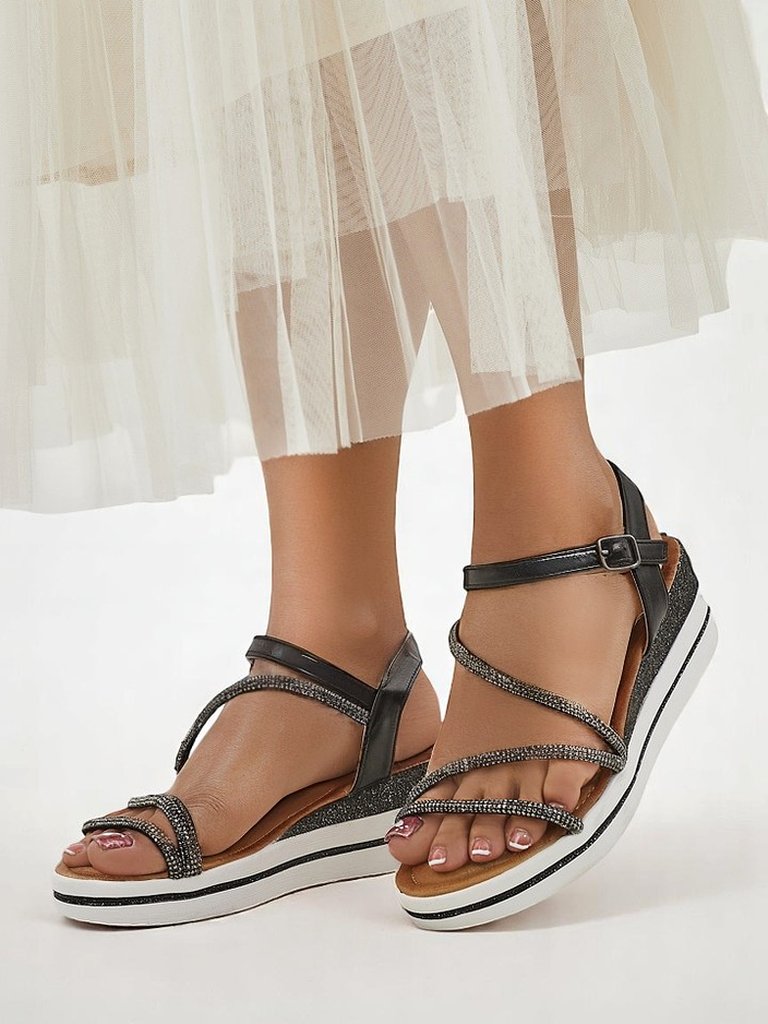 Royalfashion дамски сандали на платформа със стразове Ballosa