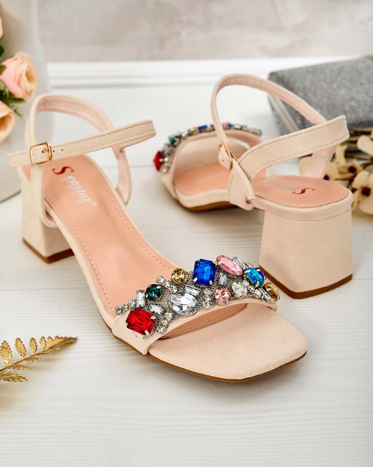 Royalfashion Дамски сандали на ток с кристали Osdar