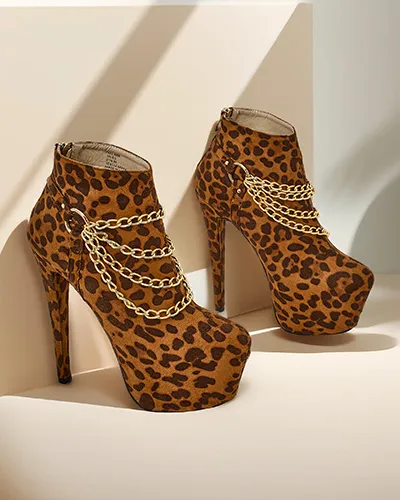 Дамски глезен ботуши на ток Роялфешън Лейдис Дамес