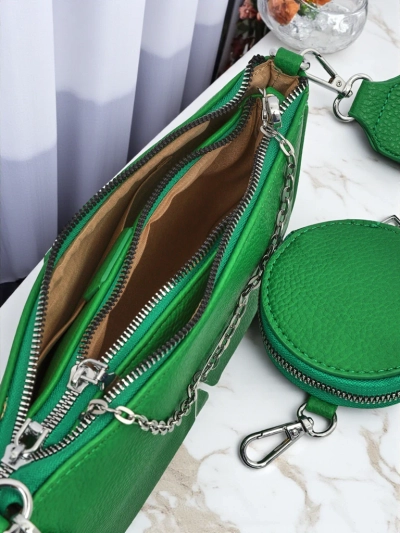 Дамска чанта Pola Verde – зелена, екологична кожа, 3в1, стилна