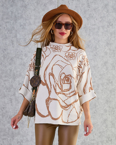 Royalfashion Дамски пуловер с тънък принт