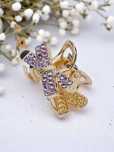 Royalfashion Шнола за коса с кристали Златна щипка