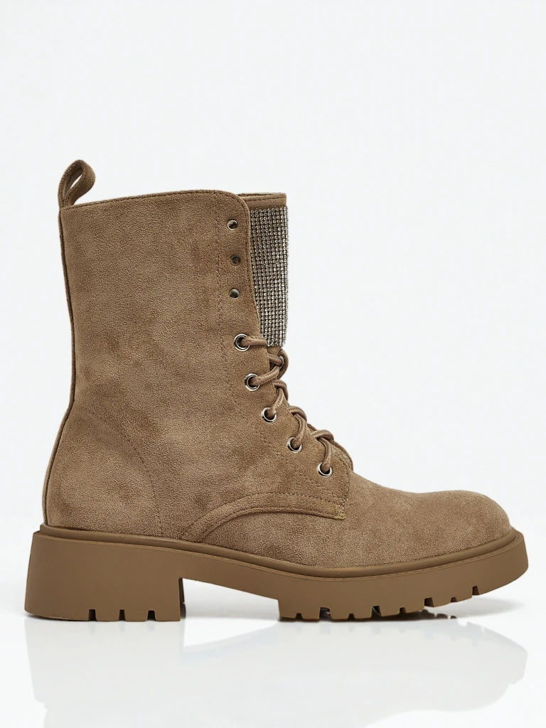 Дамски еко велурени боти с връзки Ferlyne