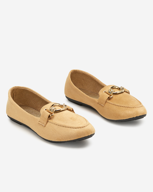 Eko-zamszowe mokasyny w kolorze beżowym Brussi - Obuwie