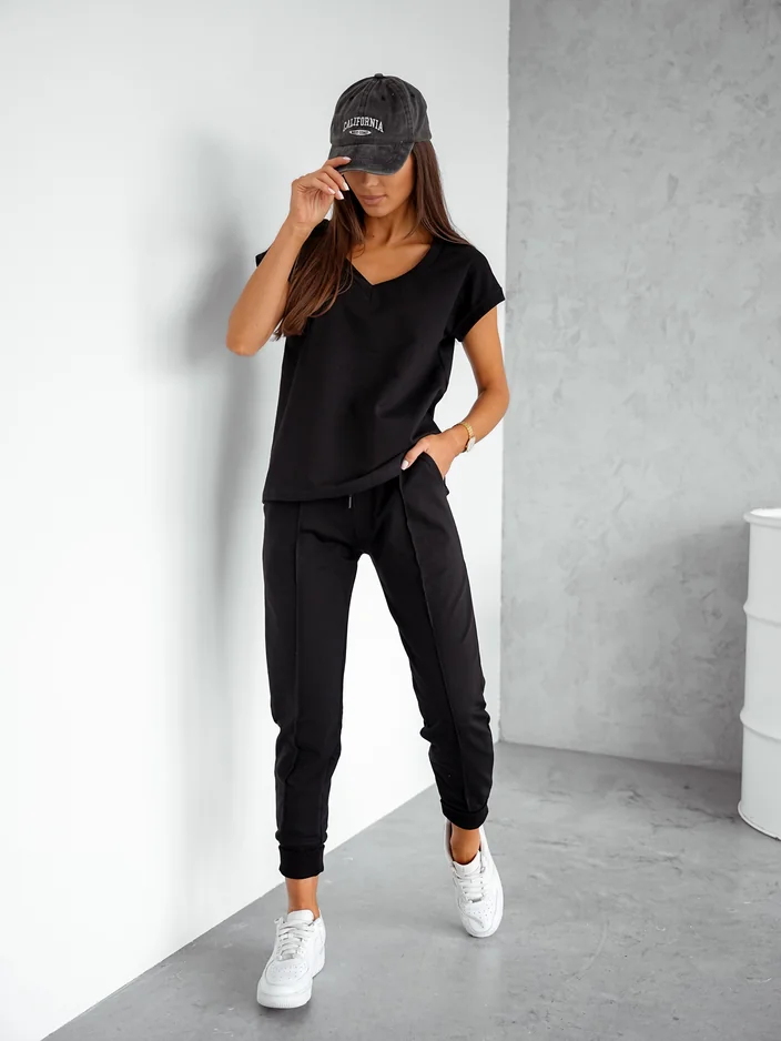 Royalfashion дамски памучен комплект с къси ръкави