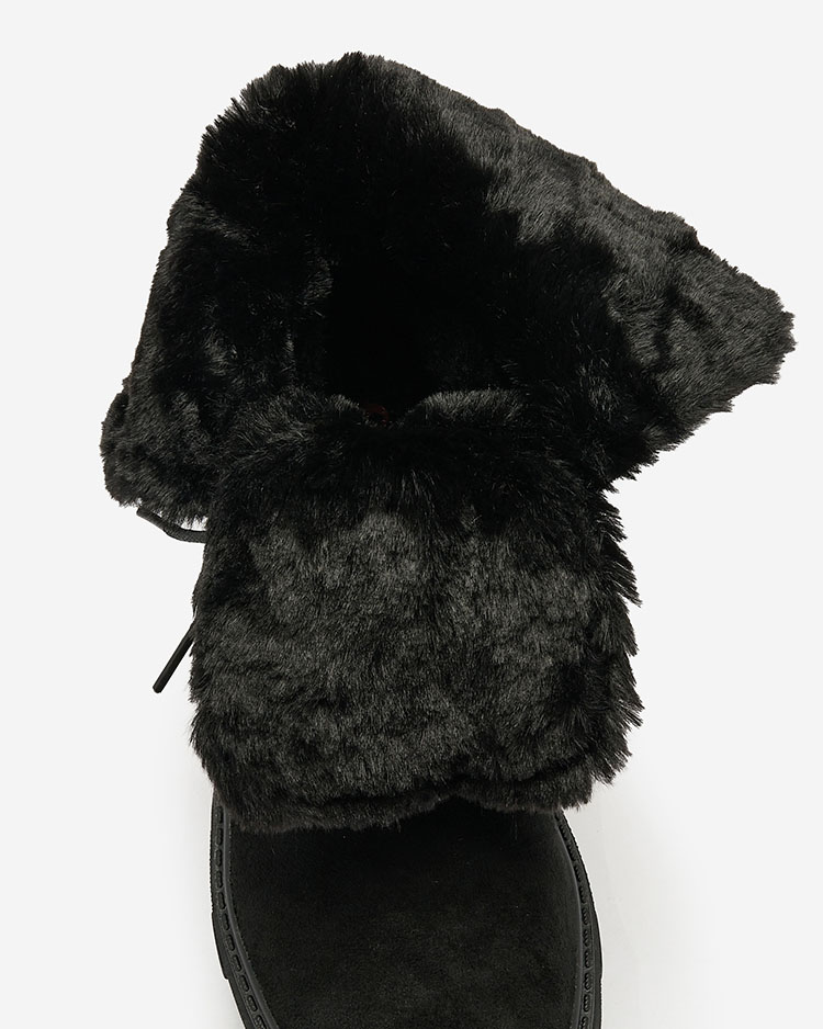 Royalfashion Черни дамски ботуши с връзки Cavenma