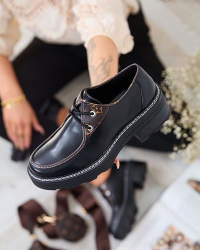 Royalfashion Черни дамски полуботи с плътна подметка Dobbin