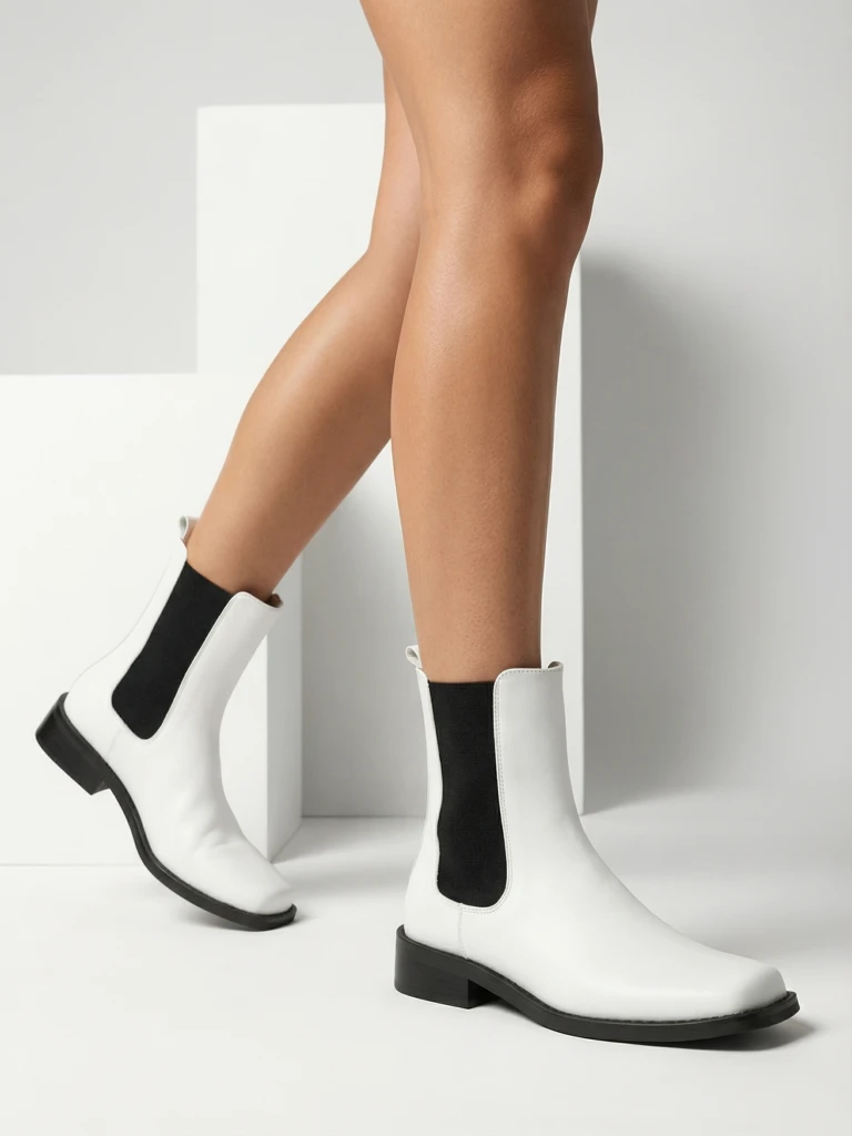 Дамски Боти Astra Бели Кожени Елегантни за Есента