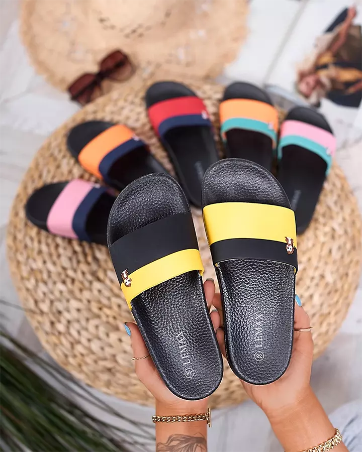 Royalfashion Жълто-черни дамски гумени джапанки Lierigs