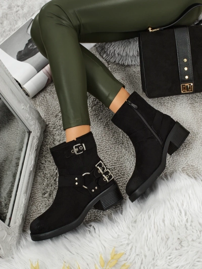 Дамски боти от еко велур с катарами Valtos