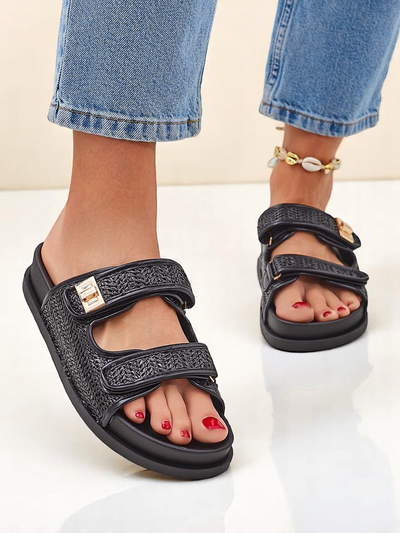 Royalfashion Дамски чехли с плетен дизайн Delibeli