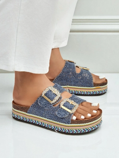 Royalfashion Дамски сандали с катарами с пайети GlamCork