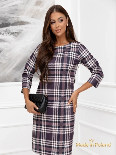 Дамска мини карирана рокля с джобове Violetta