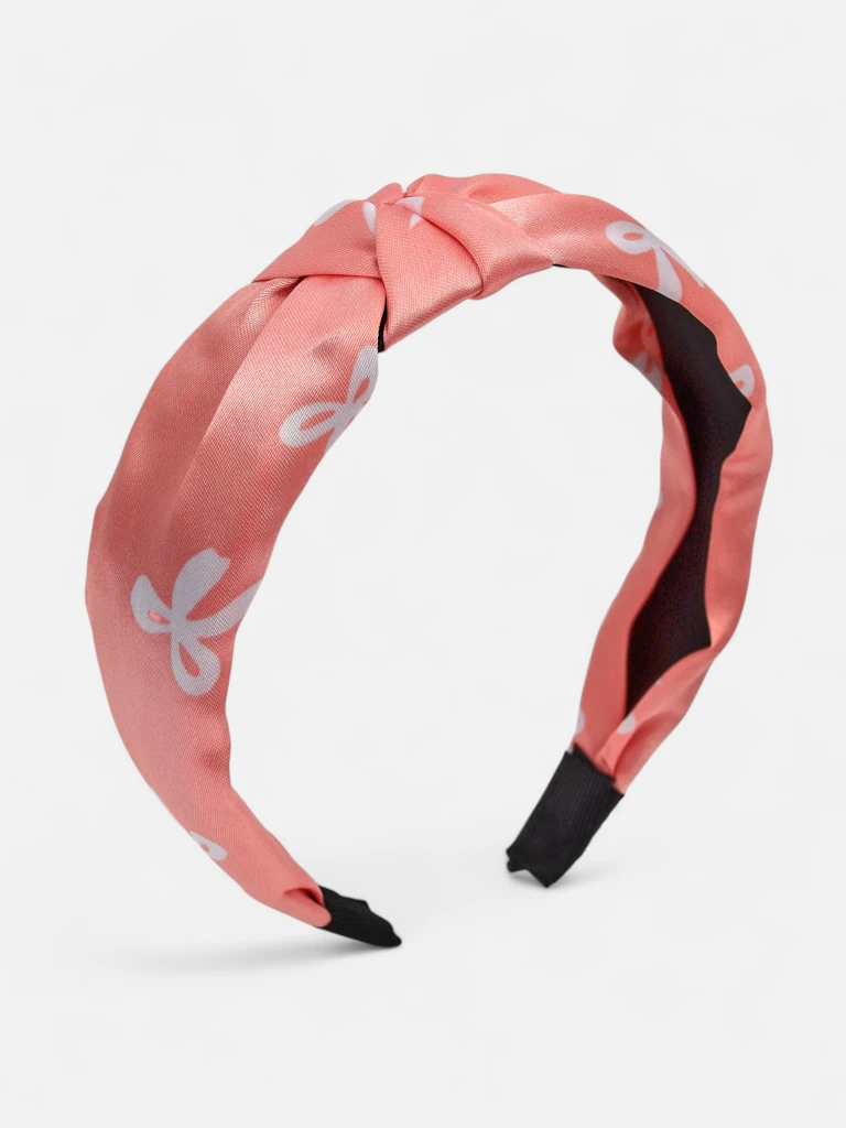 Royalfashion Сатенена лента за коса с плитка и принт