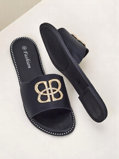 Royalfashion Дамски чехли на равна подметка Aura Gold