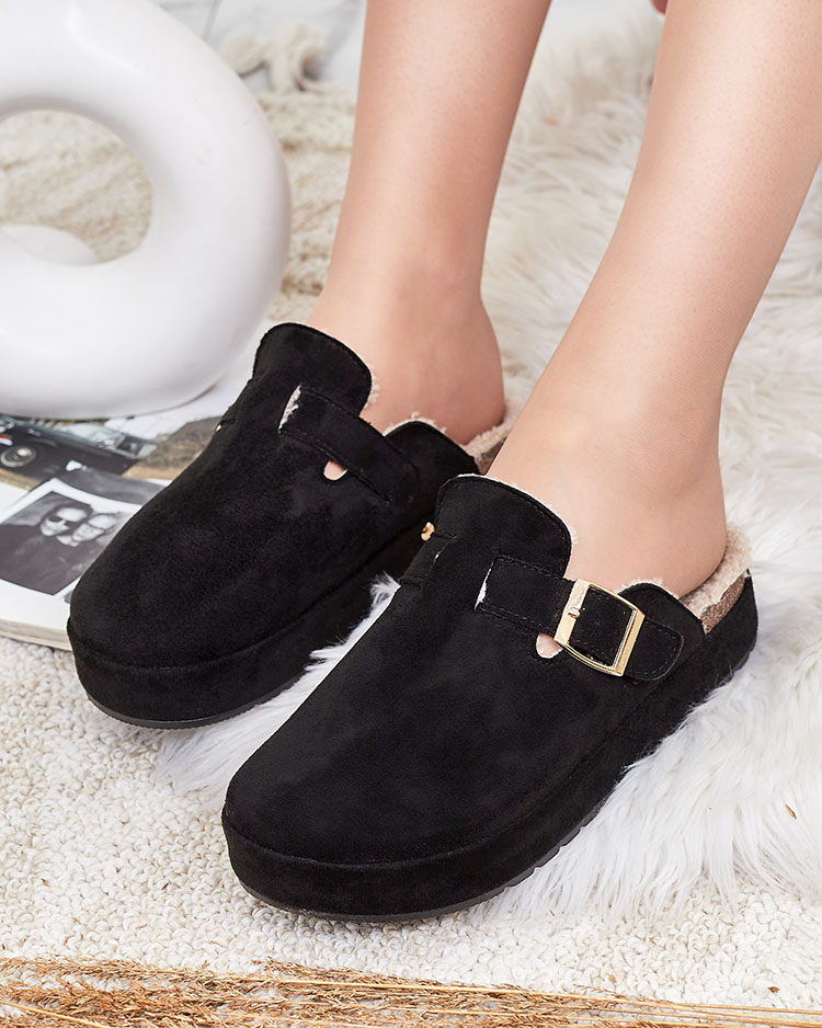 Royalfashion Дамски чехли с овча кожа и катарама Kajis