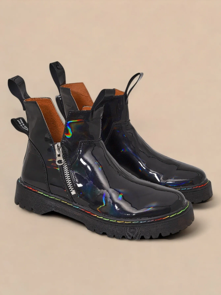 Дамски боти Diana Черни Кожени Елегантни за Есента